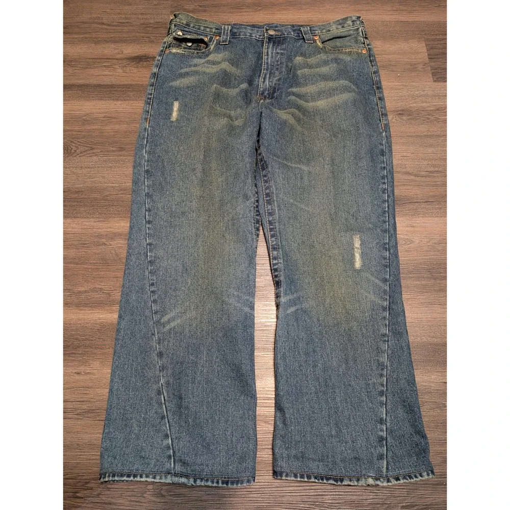 True Religion Joey Samurai Graphic Flare Jeans Mens 40x29 Twisted‎ Seam